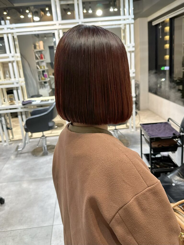 ボルドーカラー×ボブにしたお客様