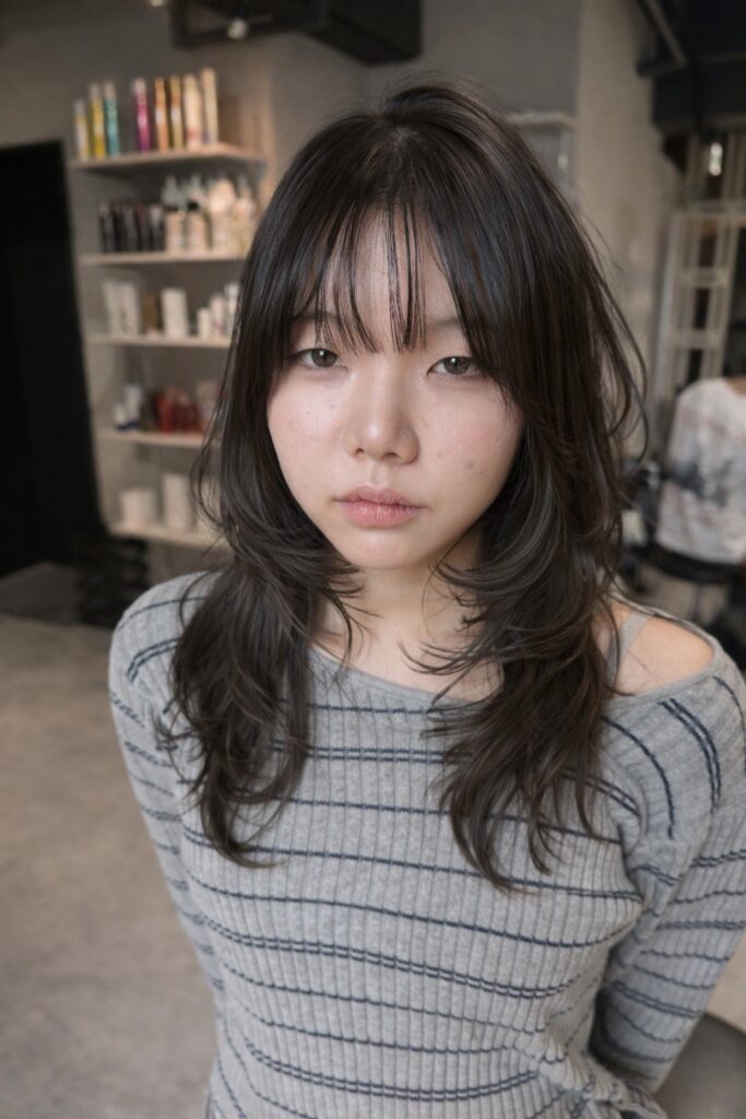 自然に小顔に見せるスタイル