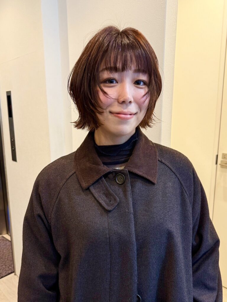 ボブレイヤーとオレンジブラウンカラー