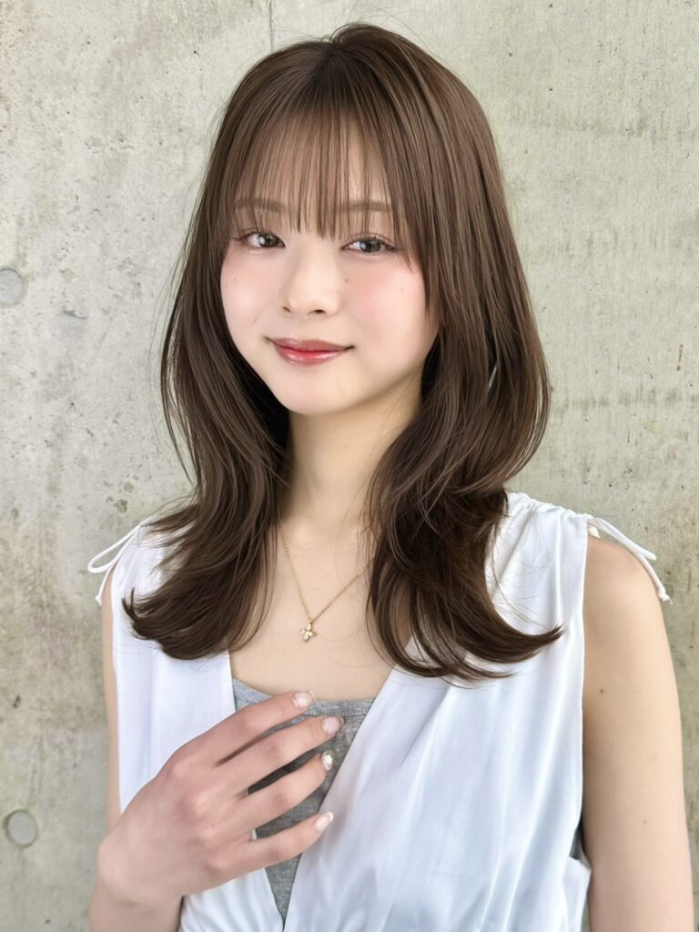 【顔周りレイヤー×透け感バング】